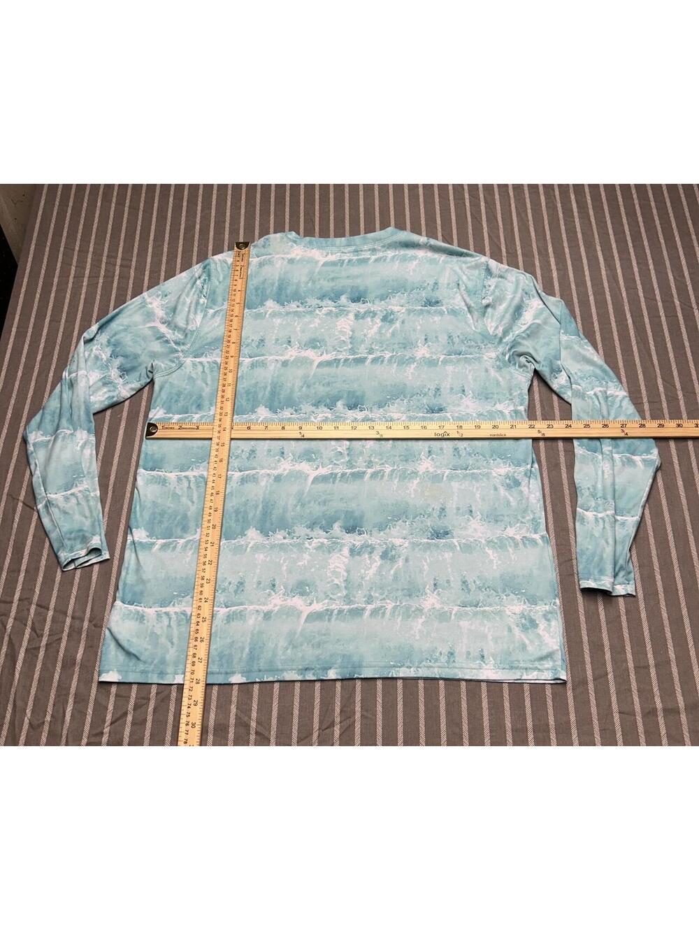 Reel Life Men's L Green Tie-dyed Long Sleeve Stretch Rash Guard Fishing Top